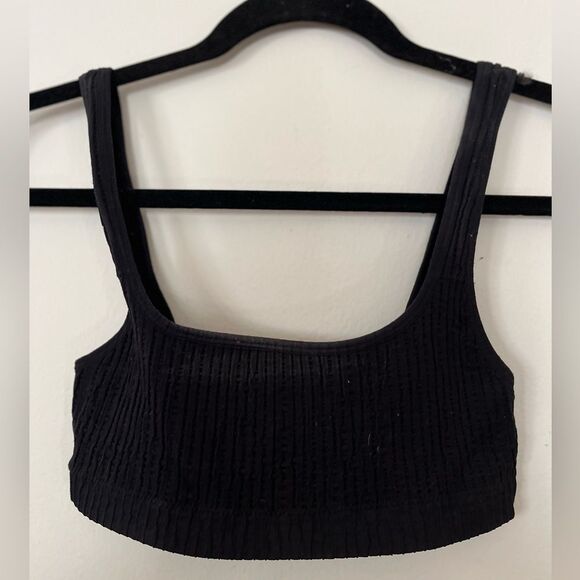 Out From Under black, very cropped top, stretchy, ribbed, size medium - Picture 1 of 4